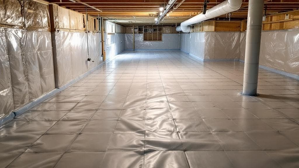 Same Cincinnati crawl space after vapor barrier and sub-membrane radon system installed
